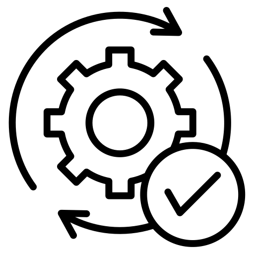 Play button on gear icon representing efficient logistics execution and order fulfillment process.